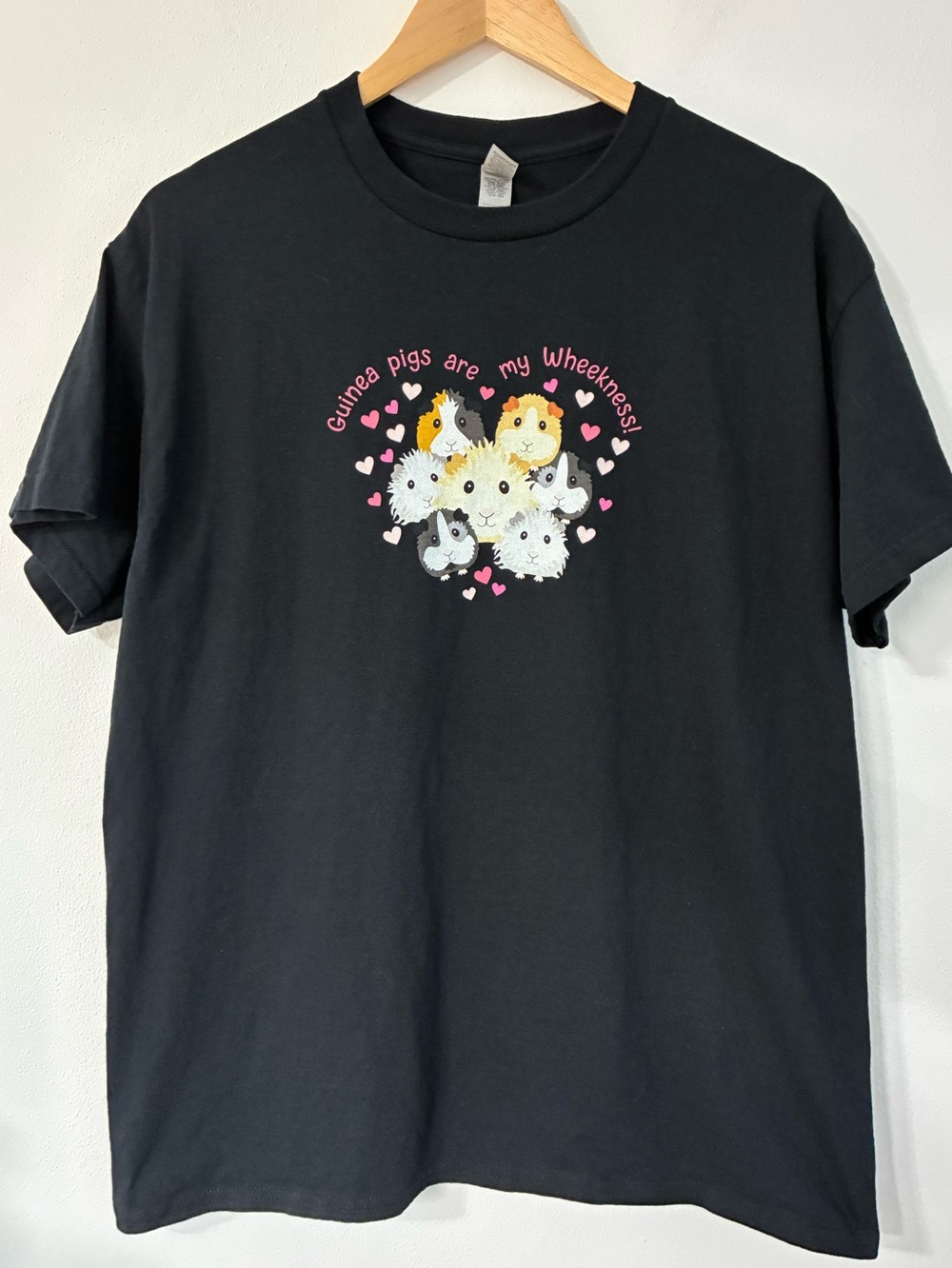 Guinea Pigs Are My Wheekness Black Graphic Tee Size Large